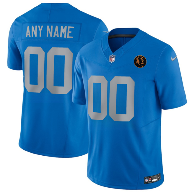 Men's Blue Detroit Lions Active Player Custom 2025 F.U.S.E.With John Madden Patch Vapor Limited Stitched Jersey